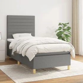 Box spring bed with dark gray fabric mattress 80x200 cm by , Beds and slatted bases - Ref: Foro24-3142370, Price: 337,47 €, D...