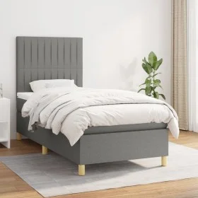 Box spring bed with dark gray fabric mattress 100x200 cm by , Beds and slatted bases - Ref: Foro24-3142474, Price: 346,46 €, ...
