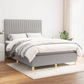 Cama box spring con colchón tela gris claro 140x200 cm de , Camas y somieres - Ref: Foro24-3142497, Precio: 510,14 €, Descuen...