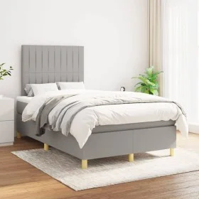 Cama box spring con colchón tela gris claro 120x200 cm de , Camas y somieres - Ref: Foro24-3142481, Precio: 409,04 €, Descuen...