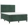 Box spring bed with dark green velvet mattress 140x190 cm by , Beds and slatted bases - Ref: Foro24-3143142, Price: 516,92 €,...