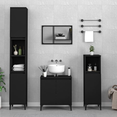 Juego de muebles de baño 3 pzas madera contrachapada negro de , Muebles de baño - Ref: Foro24-3185590, Precio: 196,21 €, Desc...