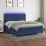 Box spring bed mattress and LED lights blue fabric 160x200 cm by , Beds and slatted bases - Ref: Foro24-3135051, Price: 554,8...