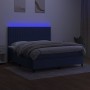 Cama box spring colchón y luces LED tela azul 160x200 cm de , Camas y somieres - Ref: Foro24-3135051, Precio: 552,90 €, Descu...