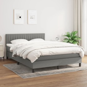 Cama box spring con colchón tela gris oscuro 140x200 cm de , Camas y somieres - Ref: Foro24-3140218, Precio: 443,67 €, Descue...