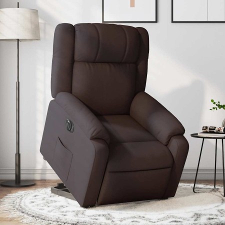 Sillón eléctrico reclinable elevable de tela marrón oscuro en Sillones | Comprar online en Foru.es