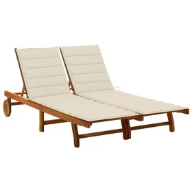Tumbona de jardín 2 personas y cojines madera maciza de acacia by , Loungers - Ref: Foro24-3061376, Price: 410,82 €, Discount: %