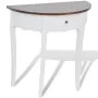 Mesa consola semicircular con cajón blanca y superficie marrón de vidaXL, Mesas auxiliares - Ref: Foro24-241531, Precio: 138,...