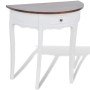Mesa consola semicircular con cajón blanca y superficie marrón de vidaXL, Mesas auxiliares - Ref: Foro24-241531, Precio: 141,...