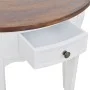 Mesa consola semicircular con cajón blanca y superficie marrón de vidaXL, Mesas auxiliares - Ref: Foro24-241531, Precio: 138,...