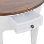 Mesa consola semicircular con cajón blanca y superficie marrón de vidaXL, Mesas auxiliares - Ref: Foro24-241531, Precio: 141,...