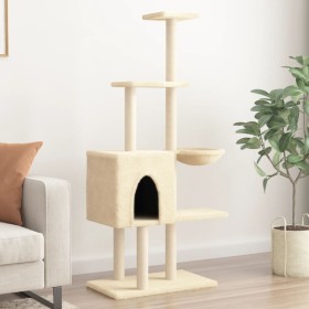 Rascador para gatos con postes de sisal color crema 145 cm en Mobiliario para gatos | Comprar online en Foru.es