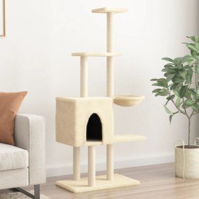 Rascador para gatos con postes de sisal color crema 145 cm en Mobiliario para gatos | Comprar online en Foru.es