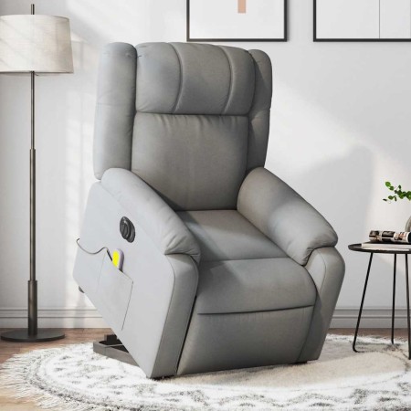 Sillón de masaje eléctrico reclinable elevable tela gris claro en Sillones | Comprar online en Foru.es