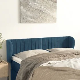 Dunkelblaues Samtkopfteil 147x23x78/88 cm von , Kopf- und Fußteile - Ref: Foro24-3117434, Preis: 77,90 €, Rabatt: %