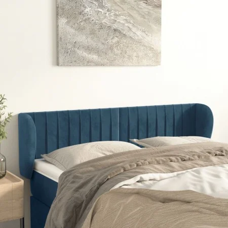 Dark blue velvet headboard 147x23x78/88 cm by , Headboards and footboards - Ref: Foro24-3117434, Price: 77,90 €, Discount: %