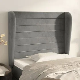 Kopfteil mit hellgrauen Samtohren 83x23x118/128 cm von , Kopf- und Fußteile - Ref: Foro24-3118126, Preis: 71,67 €, Rabatt: %