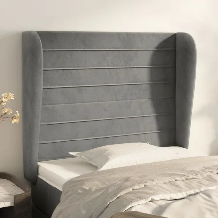 Headboard with light gray velvet ears 83x23x118/128 cm by , Headboards and footboards - Ref: Foro24-3118126, Price: 71,67 €, ...