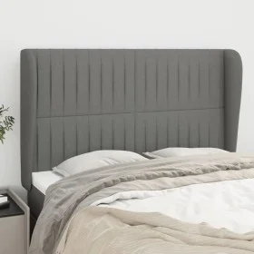 Cabecero con orejas de tela gris oscuro 147x23x118/128 cm de , Cabeceros y pies de cama - Ref: Foro24-3118193, Precio: 128,15...