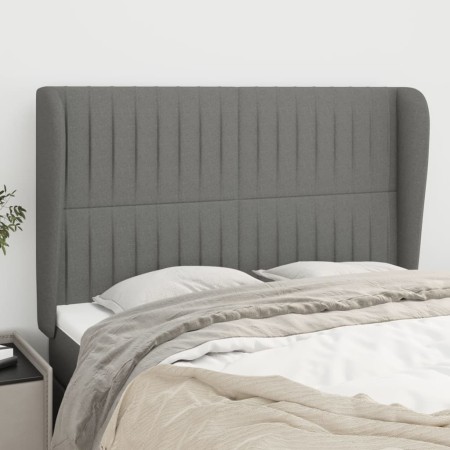 Cabecero con orejas de tela gris oscuro 147x23x118/128 cm de , Cabeceros y pies de cama - Ref: Foro24-3118193, Precio: 131,81...