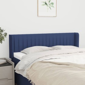 Cabecero de tela azul 147x16x78/88 cm de , Cabeceros y pies de cama - Ref: Foro24-3119010, Precio: 62,44 €, Descuento: %
