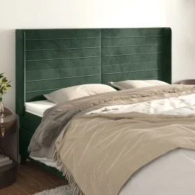 Headboard with dark green velvet ears 163x16x118/128cm by , Headboards and footboards - Ref: Foro24-3119777, Price: 135,23 €,...