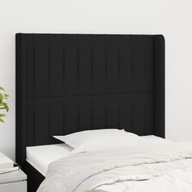 Cabecero con orejas de tela negro 103x16x118/128 cm de , Cabeceros y pies de cama - Ref: Foro24-3119810, Precio: 71,85 €, Des...