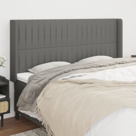 Cabecero con orejas de tela gris oscuro 163x16x118/128 cm de , Cabeceros y pies de cama - Ref: Foro24-3119825, Precio: 131,54...