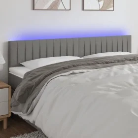Dark gray fabric headboard with LED 160x5x78/88 cm by , Headboards and footboards - Ref: Foro24-3121857, Price: 67,83 €, Disc...