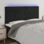 Black velvet headboard with LED lights 160x5x118/128 cm by , Headboards and footboards - Ref: Foro24-3122620, Price: 124,45 €...