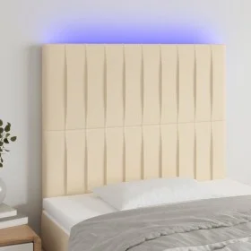 Kopfteil mit LED-Leuchten, cremefarbener Stoff, 100 x 5 x 118/128 cm von , Kopf- und Fußteile - Ref: Foro24-3122657, Preis: 8...
