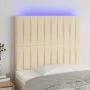 Headboard with LED lights cream fabric 100x5x118/128 cm by , Headboards and footboards - Ref: Foro24-3122657, Price: 84,14 €,...
