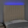 Headboard with LED lights cream fabric 100x5x118/128 cm by , Headboards and footboards - Ref: Foro24-3122657, Price: 84,14 €,...