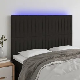 Kopfteil mit LED-Beleuchtung, schwarzer Stoff, 144 x 5 x 118/128 cm von , Kopf- und Fußteile - Ref: Foro24-3122662, Preis: 99...