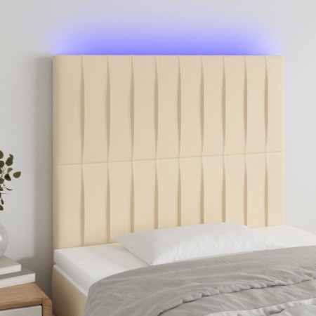 Cabecero con luces LED tela crema 80x5x118/128 cm de , Cabeceros y pies de cama - Ref: Foro24-3122641, Precio: 67,83 €, Descu...