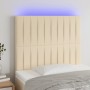 Cabecero con luces LED tela crema 80x5x118/128 cm de , Cabeceros y pies de cama - Ref: Foro24-3122641, Precio: 67,83 €, Descu...