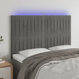 Cabecero con luces LED terciopelo gris claro 144x5x118/128 cm de , Cabeceros y pies de cama - Ref: Foro24-3122710, Precio: 12...