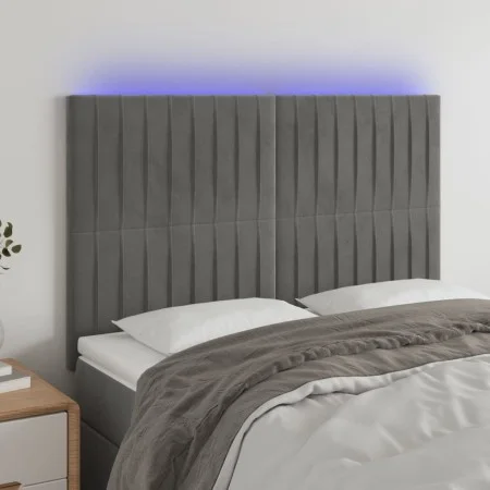 Headboard with LED lights light gray velvet 144x5x118/128 cm by , Headboards and footboards - Ref: Foro24-3122710, Price: 126...