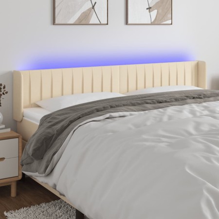 Cabecero con LED de tela crema 203x16x78/88 cm de , Cabeceros y pies de cama - Ref: Foro24-3123501, Precio: 86,14 €, Descuent...