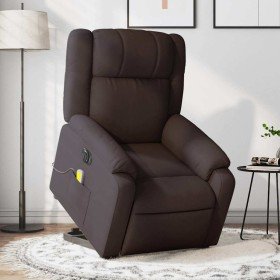 Sillón masaje eléctrico reclinable elevable tela marrón oscuro en Sillones | Comprar online en Foru.es