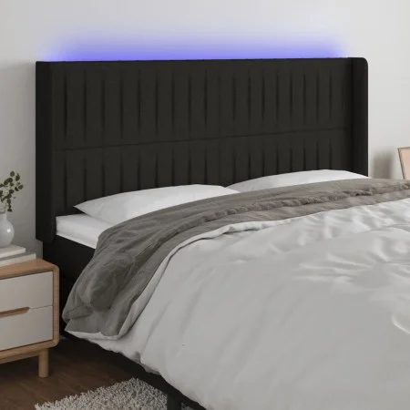 Black fabric headboard with LED 203x16x118/128 cm by , Headboards and footboards - Ref: Foro24-3124310, Price: 126,36 €, Disc...