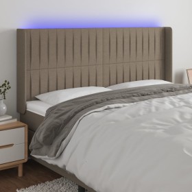 Cabecero con LED de tela gris taupe 203x16x118/128 cm de , Cabeceros y pies de cama - Ref: Foro24-3124312, Precio: 124,61 €, ...