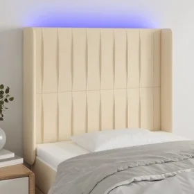 Cream fabric headboard with LED 103x16x118/128 cm by , Headboards and footboards - Ref: Foro24-3124281, Price: 90,81 €, Disco...