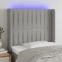 Light gray fabric headboard with LED 103x16x118/128 cm by , Headboards and footboards - Ref: Foro24-3124276, Price: 74,58 €, ...