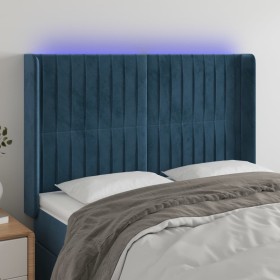 Cabecero con LED de terciopelo azul oscuro 147x16x118/128 cm de , Cabeceros y pies de cama - Ref: Foro24-3124338, Precio: 135...