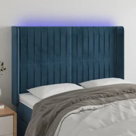 Cabecero con LED de terciopelo azul oscuro 147x16x118/128 cm de , Cabeceros y pies de cama - Ref: Foro24-3124338, Precio: 131...