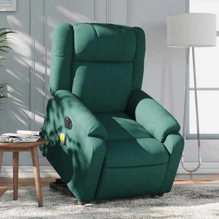 Sillón masaje eléctrico reclinable elevable tela verde oscuro en Sillones | Comprar online en Foru.es