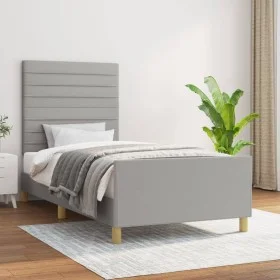 Hellgrauer Stoffbettrahmen mit Kopfteil 80x200 cm von , Betten und Lattenroste - Ref: Foro24-3125090, Preis: 132,92 €, Rabatt: %