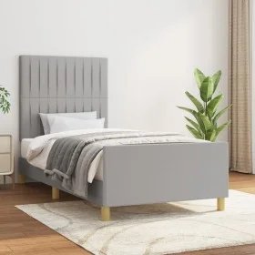 Estructura de cama con cabecero de tela gris claro 100x200 cm de , Camas y somieres - Ref: Foro24-3125195, Precio: 135,30 €, ...