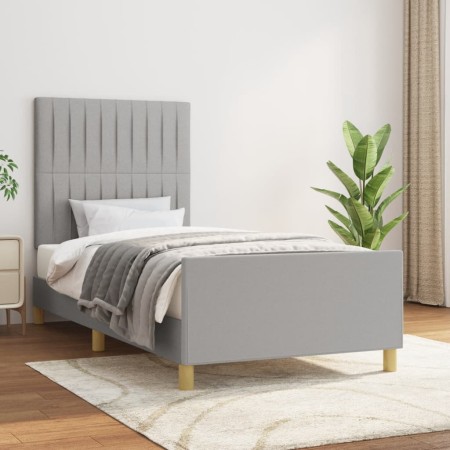Estructura de cama con cabecero de tela gris claro 100x200 cm de , Camas y somieres - Ref: Foro24-3125195, Precio: 126,99 €, ...